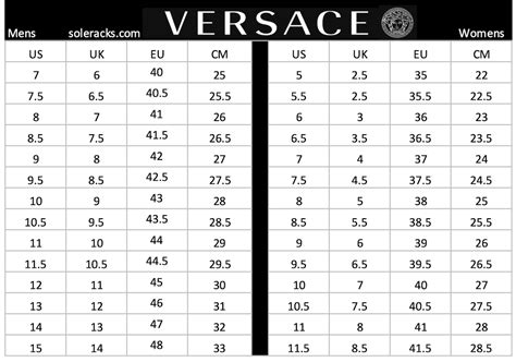 Versace size chart men's